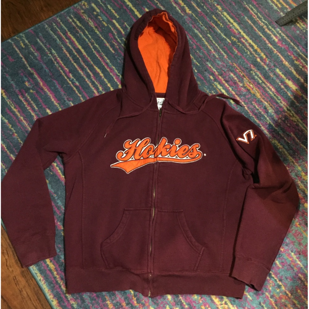 Virginia Tech Hokies Full Zip Hooded Sweatshirt Size Large. Made by Colesseum